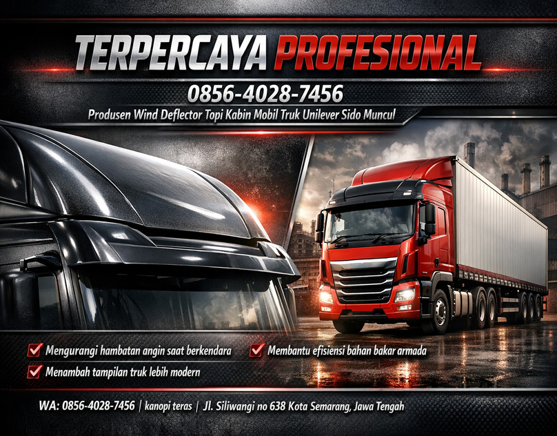 TERPERCAYA PROFESIONAL 0856-4028-7456 Produsen Wind Deflector Topi Kabin Mobil Truk Unilever Sido Muncul