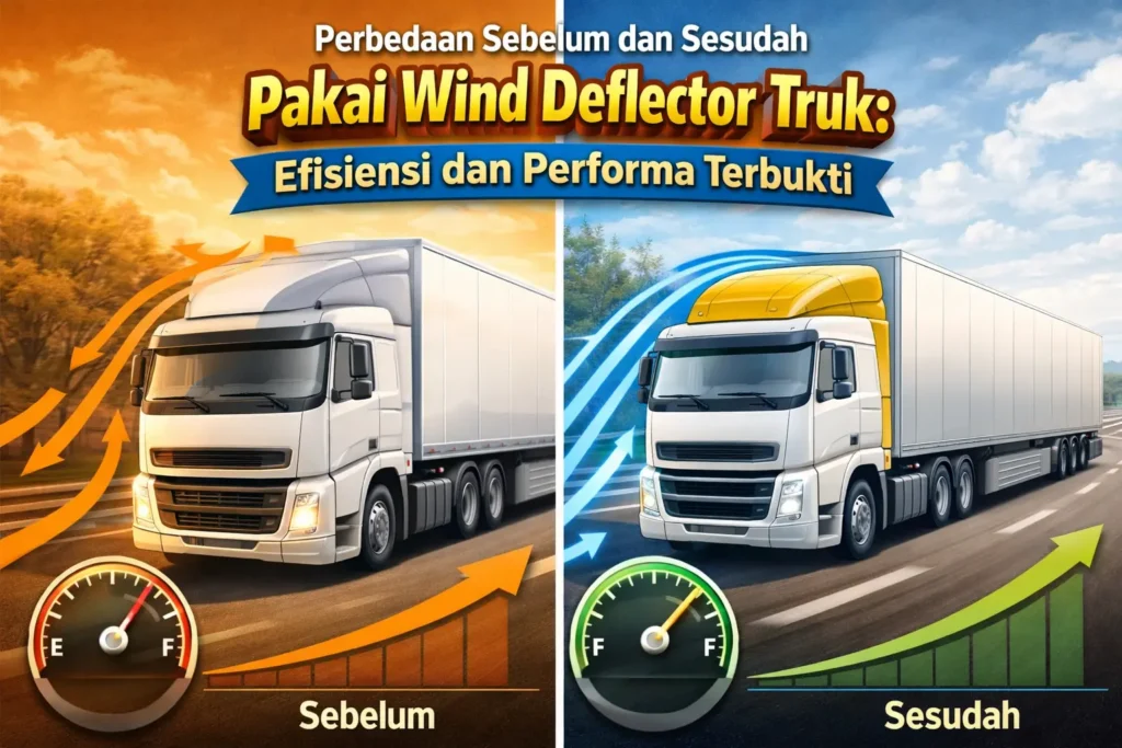 Perbedaan Wind Deflector Truk Sebelum dan Sesudah