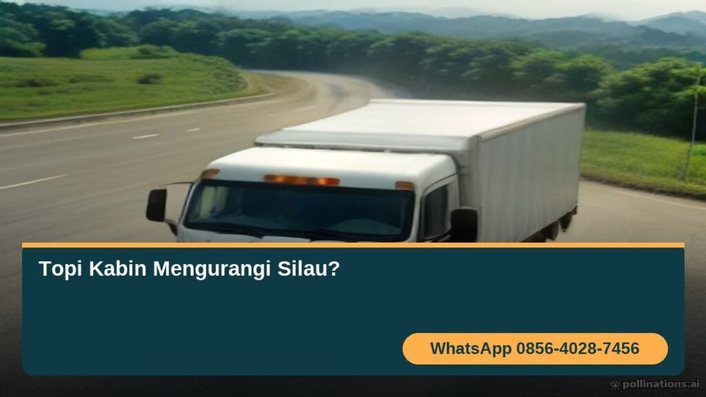 Truk niaga dengan topi kabin; ilustrasi pemeriksaan tinggi total kendaraan sebelum melewati portal rendah